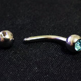 High Nostril Bridge Piercing Jewelry with Gem Ball CZ Crystal - Titanium 18g 16g 14g Curved Bar Piercing also for Eyebrow, Lip Barbell