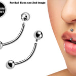 Titanium Jestrum Jewelry Lip Piercing, Vertical Medusa Piercing - External / Internal Curved Bar - Also Piercing Stud for Eyebrow, Rook