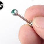 Titanium Industrial Barbell Piercing for Upper Cartilage Earrings with CZ Crystal Gem Ball - 16g 14g Long Barbell