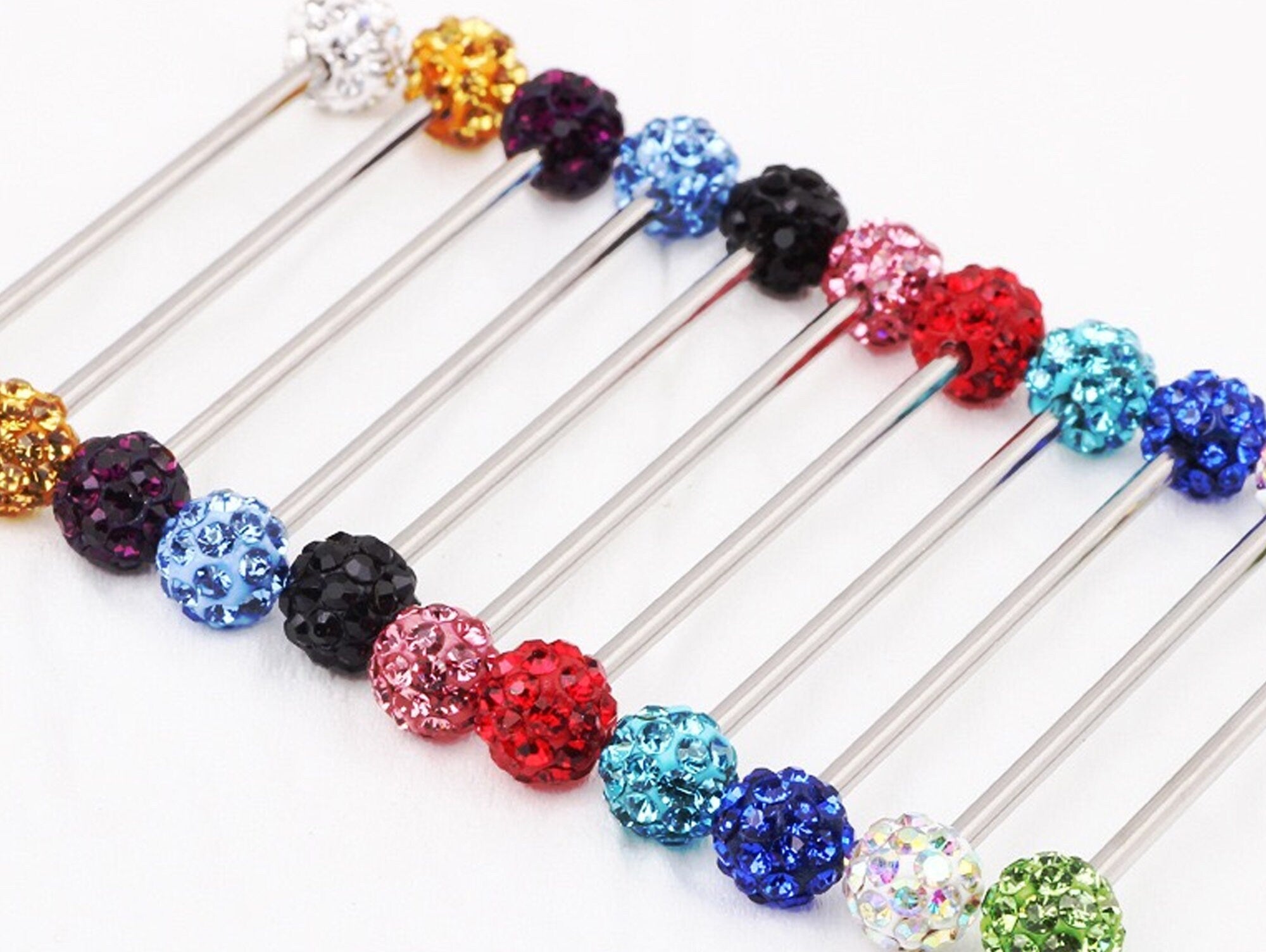 Titanium Nipple Barbell with Disco Ball Crystal, Nipple Jewelry Studs 16g 14g Nipple Piercing - Externally Threaded