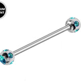 Titanium Upper Nose Bridge Piercing, Barbell Studs 18g, 16g, 14g Body Piercing Barbell with Multi Stone Ball CZ Crystals