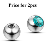 Piercing Ball Replacement Parts, Loose Ball - Titanium Threaded Gem Ball with CZ Crystals Attachment for 18g 16g 14g Barbells Body Piercing