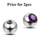 Piercing Ball Replacement Parts, Loose Ball - Titanium Threaded Gem Ball with CZ Crystals Attachment for 18g 16g 14g Barbells Body Piercing