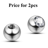 Piercing Ball Replacement Parts, Loose Ball - Titanium Threaded Gem Ball with CZ Crystals Attachment for 18g 16g 14g Barbells Body Piercing