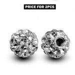 Piercing Ball Replacement Parts, Loose Ball - 2pcs Threaded Disco Ball with CZ Crystals Attachment for 18g 16g 14g Barbells Body Piercing