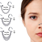 Titanium Nasallang Nostril Studs Nose Chain Piercing - 20g 18g 16g Spike/Ball/Cone Nose Stud Externally Threaded Nostril Jewelry