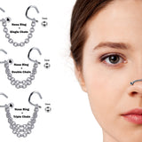 Titanium Nasallang Nostril Studs Nose Chain Piercing - 20g 18g 16g Spike/Ball/Cone Nose Stud Externally Threaded Nostril Jewelry