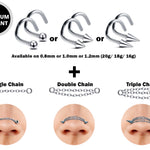 Titanium Nasallang Nostril Studs Nose Chain Piercing - 20g 18g 16g Spike/Ball/Cone Nose Stud Externally Threaded Nostril Jewelry