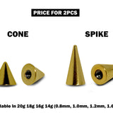 Piercing Spikes Replacement Loose Parts - Titanium Threaded Spike and Cones Attachment for 18g 16g 14g Barbells Body Piercing