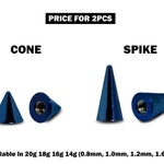 Piercing Spikes Replacement Loose Parts - Titanium Threaded Spike and Cones Attachment for 18g 16g 14g Barbells Body Piercing