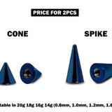 Piercing Spikes Replacement Loose Parts - Titanium Threaded Spike and Cones Attachment for 18g 16g 14g Barbells Body Piercing