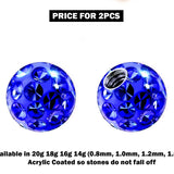 Piercing Ball Replacement Parts, Loose Ball - 2pcs Threaded Acrylic Coated Disco Ball Attachment for 18g 16g 14g Barbells Body Piercing