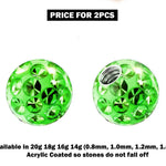 Piercing Ball Replacement Parts, Loose Ball - 2pcs Threaded Acrylic Coated Disco Ball Attachment for 18g 16g 14g Barbells Body Piercing