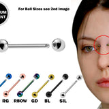 Titanium Nose Bridge Straight Barbell Piercing - 20g 18g 16g 14g Externally Threaded - Body Piercing Also for Tongue Bar, Nipple Bar