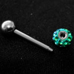 Titanium Tongue Bar, Barbell Stud Piercing with Epoxy Coating Disco Ball Crystals- Body Piercing Also for Nose Bridge, Nipple Bar