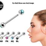 Titanium Industrial Barbell Piercing for Upper Cartilage Earrings with CZ Crystal Gem Ball - 16g 14g Long Barbell