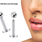 Lip Stud, Tragus Earring - Surgical Steel 18g 16g 14g Labret Stud Piercing Also for Helix Cartilage Madonna Medusa Ashley Side Labret