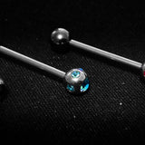 Titanium Tongue Bar, Barbell Stud Piercing with Multi Stone CZ Crystals - 18g 16g 14g Body Piercing Also for Nose Bridge, Nipple Bar