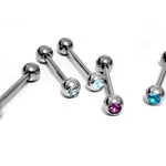 Titanium Upper Nose Bridge Piercing, Barbell Studs 18g, 16g, 14g Body Piercing Barbell with Double Gem CZ Crystals