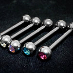 Titanium Upper Nose Bridge Piercing, Barbell Studs 18g, 16g, 14g Body Piercing Barbell with Double Gem CZ Crystals