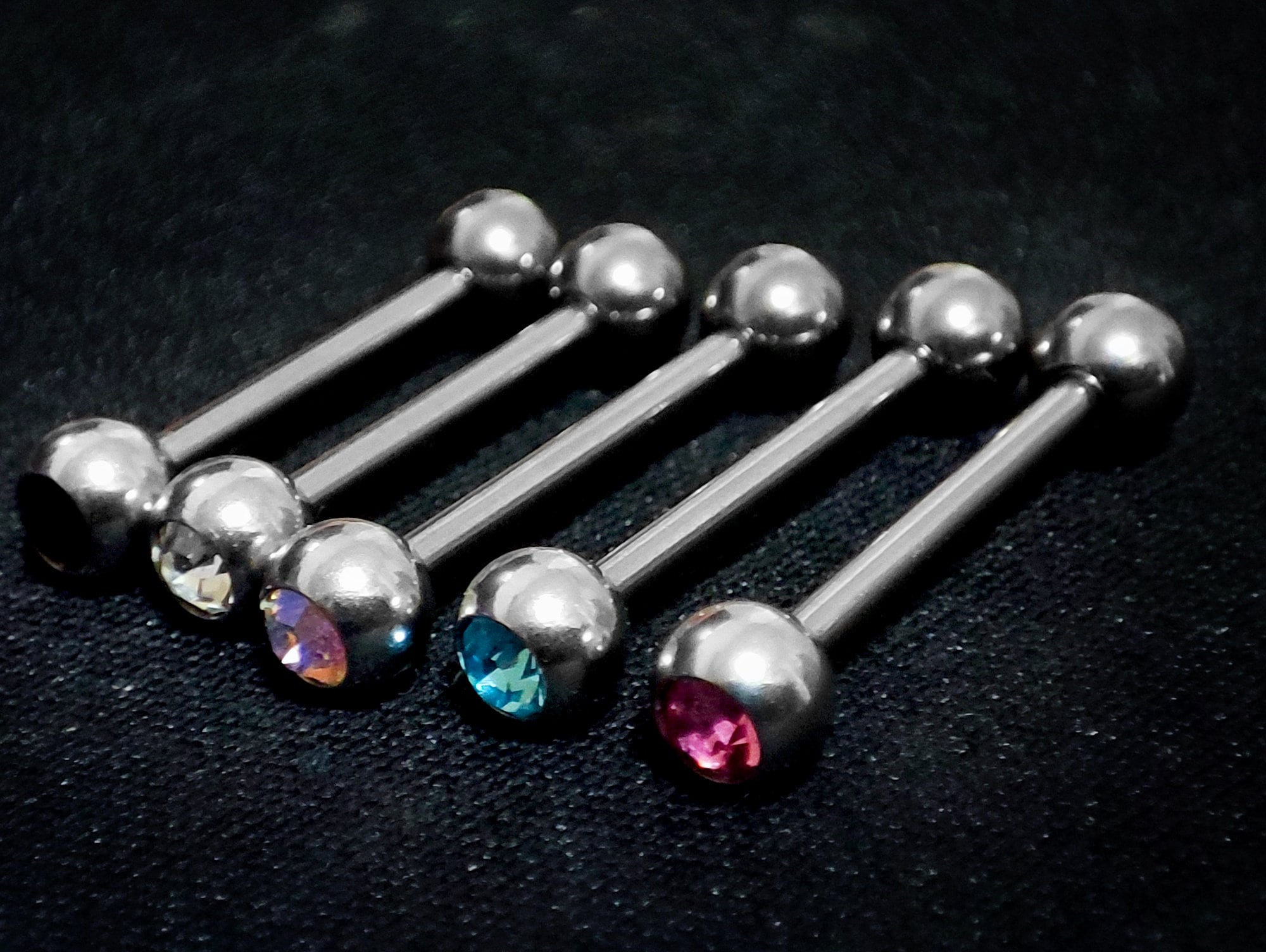 Titanium Upper Nose Bridge Piercing, Barbell Studs 18g, 16g, 14g Body Piercing Barbell with Double Gem CZ Crystals