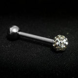 Titanium Tongue Piercing Bar, Barbell Stud with Disco Ball CZ Crystals - 18g 16g 14g Body Piercing Also for Nose Bridge, Nipple Bar