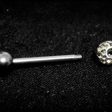 Titanium Tongue Piercing Bar, Barbell Stud with Disco Ball CZ Crystals - 18g 16g 14g Body Piercing Also for Nose Bridge, Nipple Bar