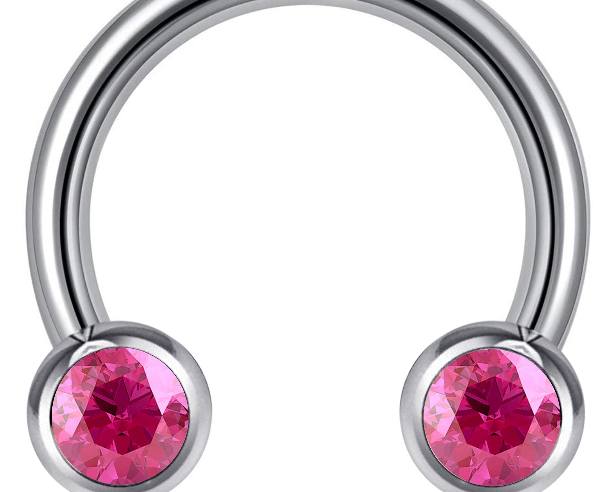 Titanium Horseshoe Front Facing Barbell Nose Septum - 16g 14g Externally Threaded Ring with CZ Crystals - Body Jewelry Lip Ring, Daith Ring