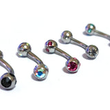 Titanium Rook Barbell Jewelry Earring with Multi Stone Crystal - 18g 16g 14g Curved Bar Body Piercing, Ear Piercing, Rook Earring