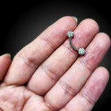 Eyebrow Stud, Eyebrow Ring - Titanium Implant with Disco Ball Crystal 18g 16g 14g curved bar also piercing for rook, Lips, Cartilage