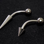 Spike Vertical Labret Stud Lip Piercings - Internally Threaded Titanium Spikes / Cone 16g 14g Curved Barbell Piercing for Lip Jewelry