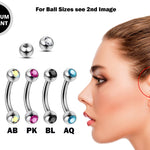 Titanium Rook Piercing Jewelry Earring with Gem Ball Crystal - 18g 16g 14g Curved Bar Body Piercing, Ear Piercing, Rook Earring