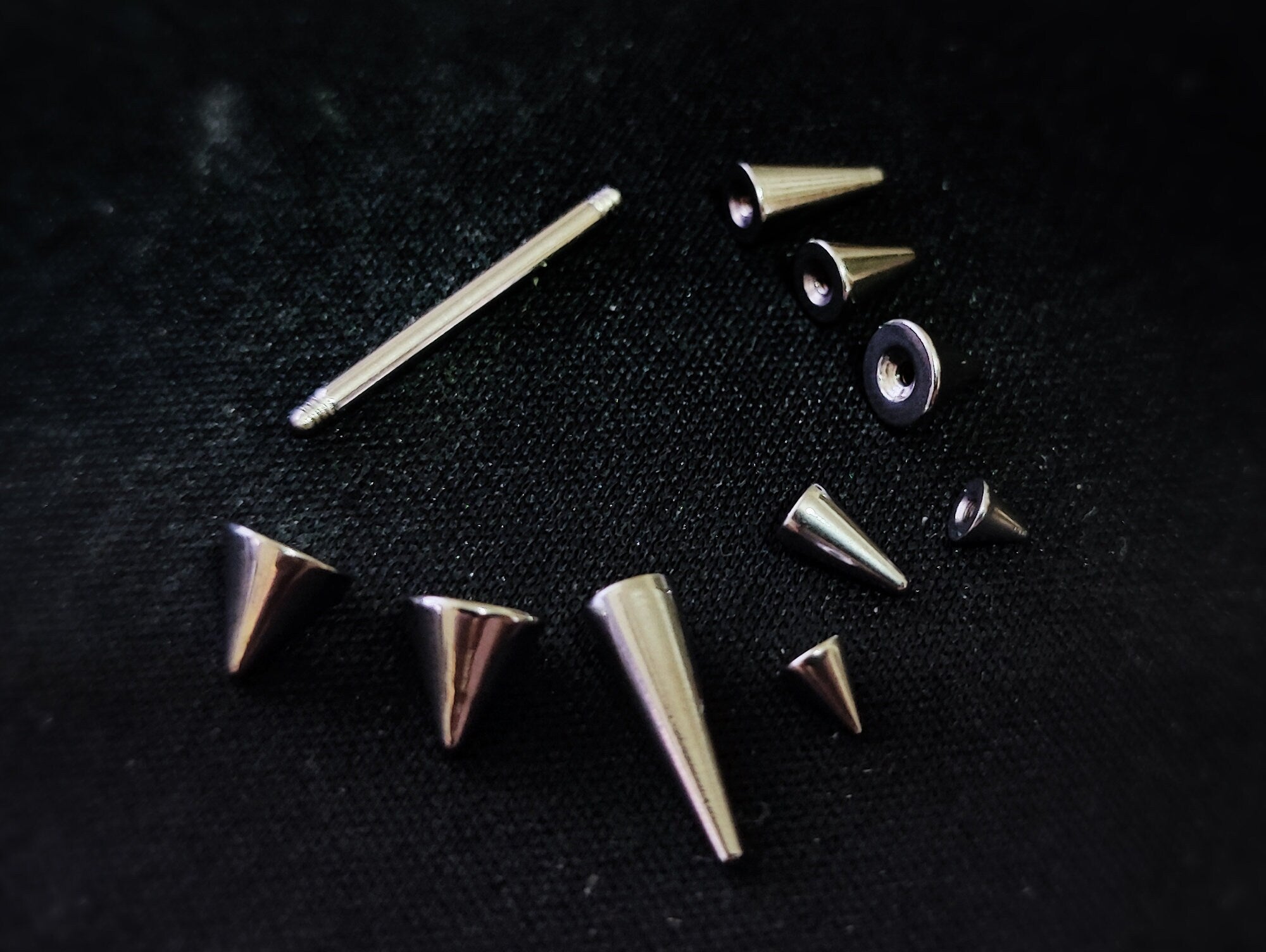 Cone / Spike Nose Bridge Barbell Piercing Studs 18g 16g 14g Titanium Straight Barbell Upper Nose Piercing - Choose Spike and Cone Size