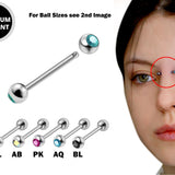 Titanium Upper Nose Bridge Piercing, Barbell Studs 18g, 16g, 14g Body Piercing Barbell with Double Gem CZ Crystals