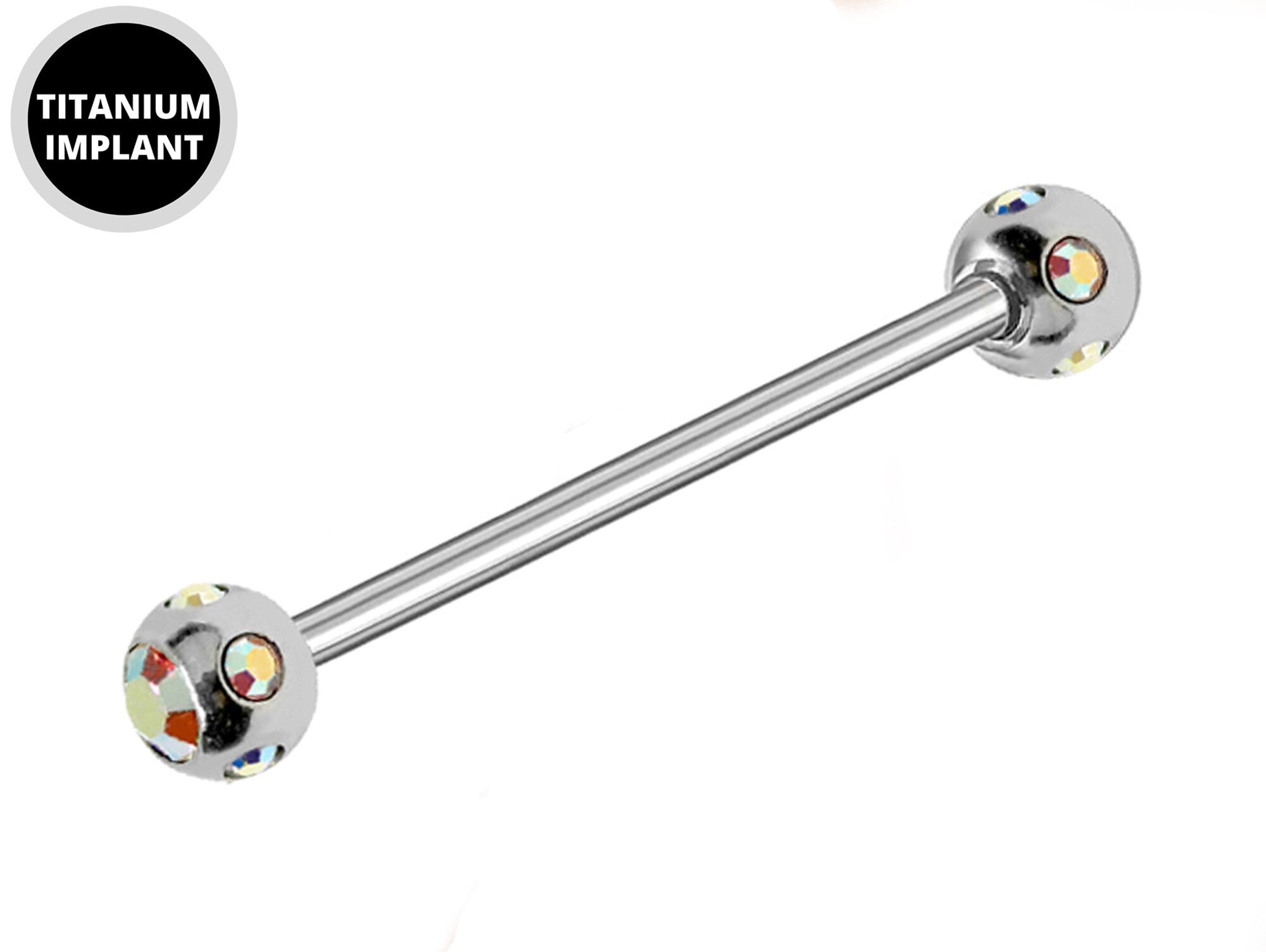 Titanium Upper Nose Bridge Piercing, Barbell Studs 18g, 16g, 14g Body Piercing Barbell with Multi Stone Ball CZ Crystals