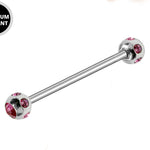 Titanium Upper Nose Bridge Piercing, Barbell Studs 18g, 16g, 14g Body Piercing Barbell with Multi Stone Ball CZ Crystals