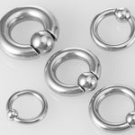 Ball Hoop Earring, CBR Closure Ball Ring with Spring Ball Ear Piercing - Titanium 12G-6G Medium - 8G to 00G Big Ear Gauge With Spring Ball