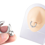 Ball Hoop Septum Ring, CBR Closure Ball Nose Ring, Spring Ball BCR - Titanium 18G-6G Small - 8G to 00G Large Gauge Nose Hoops - Captive Ball