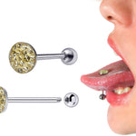 Sexy Flat Tongue Piercing Jewelry Titanium 14G Tongue barbell with Acrylic Coated Multiple CZ Crystal - Barbell Studs, Tongue Ring