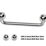 Surface Jewelry, Nape Piercing with 5 Stone Crystal - Titanium 16g 14g Implant Grade 90 degree Staple Bar - Collar Bone Piercing