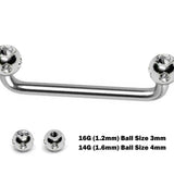 Surface Jewelry, Nape Piercing with 5 Stone Crystal - Titanium 16g 14g Implant Grade 90 degree Staple Bar - Collar Bone Piercing