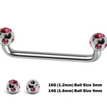 Surface Jewelry, Nape Piercing with 5 Stone Crystal - Titanium 16g 14g Implant Grade 90 degree Staple Bar - Collar Bone Piercing