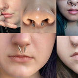 Rose Gold Spike Horseshoe Ring Piercing 18g 16g 14g Cone Titanium Septum Jewelry Bull Piercing Also for Nipple, PA Ring and Lips