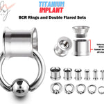Double Flare Ear Plugs with BCR Ring, Captive Bead Ring Sets - Titanium Steel Ear Tunnels & Ball Closure Ring - Gauge and Plugs Earrings.
