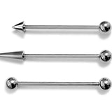 Ball/Cone/Spike Upper Ear Industrial Barbell Piercing Studs - Titanium Implant 16g 14g Barbell Earrings Straight Barbell Externally Threaded