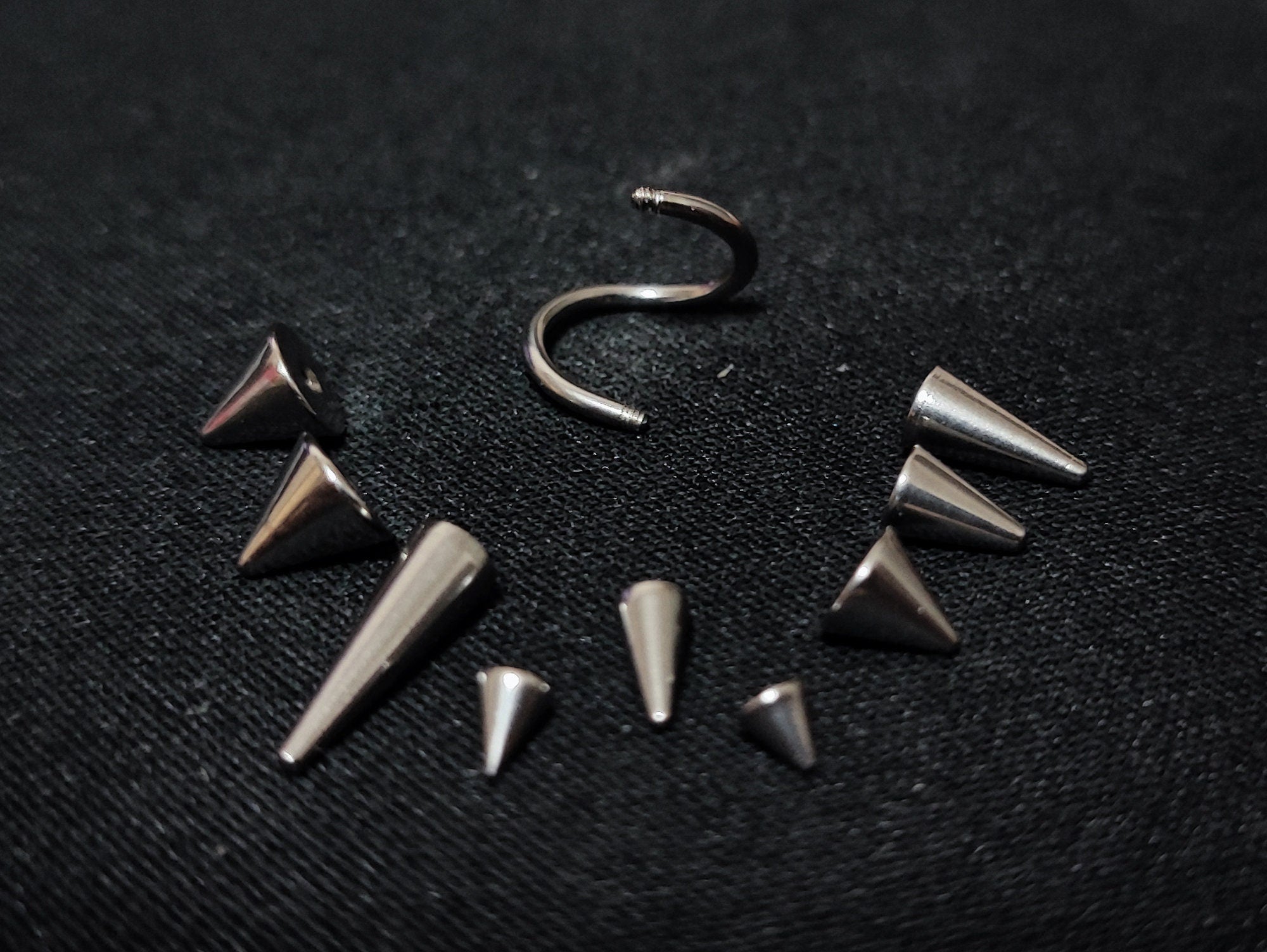 Cone / Spike Spiral Helix Piercing - 18g 16g 14g Titanium Twisted Barbell Ear Piercing, Cartilage Ring, Lip Ring, Belly Ring