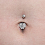 Heart Belly Ring, Navel Ring - Titanium 14g Multi Crystal Heart Shape Bling Bling Belly Bar Crystal Body Jewelry - Short and Long Belly Bars