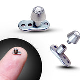 Dermal Anchor Piercing, Collar Bone Piercing with Gem CZ Crystal - Titanium Micro Dermal Implant 16g Skin Jewelry - Internally Threaded