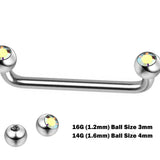 Dermal Surface Piercing, Nape Piercing with Gem Crystal - Titanium 16g 14g Implant Grade 90 degree Staple Bar - Collar Bone Piercing
