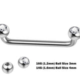 Dermal Surface Piercing, Nape Piercing with Gem Crystal - Titanium 16g 14g Implant Grade 90 degree Staple Bar - Collar Bone Piercing